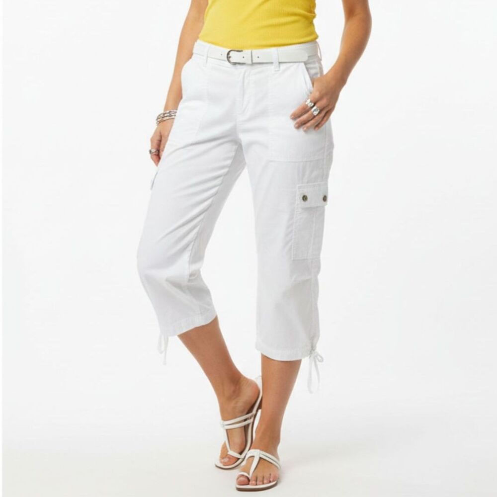 Ralph Lauren Chaps White Cotton Capri Cargo Pants 10
